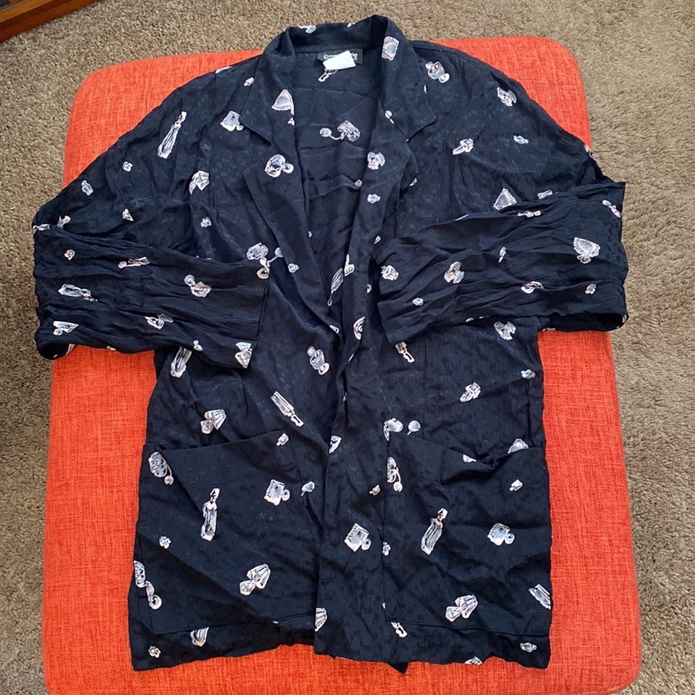 VTG Boudoir Rayon Kimono Smoking Jacket Blazer Robe Cardigan